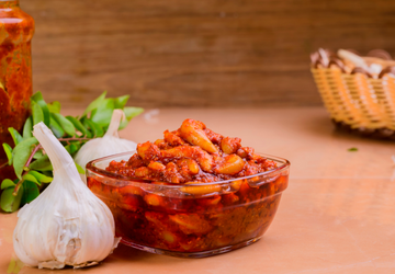 Spicy garlic pickle from Murari Sweets