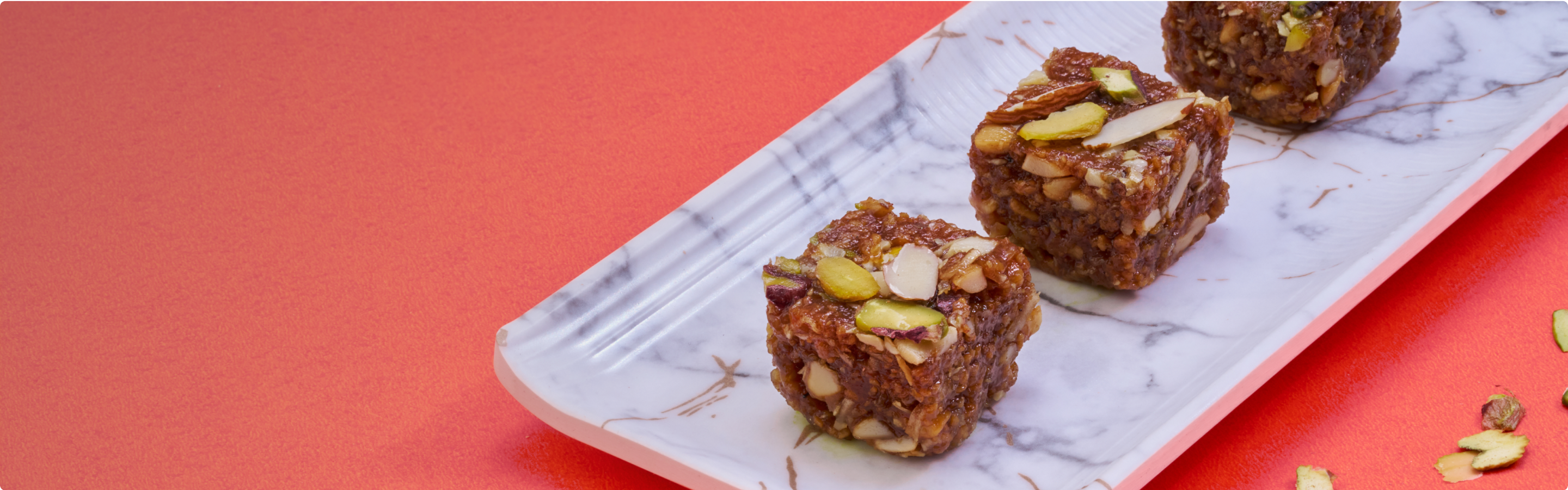 Rich nutty dessert with dry fruit coconut cake